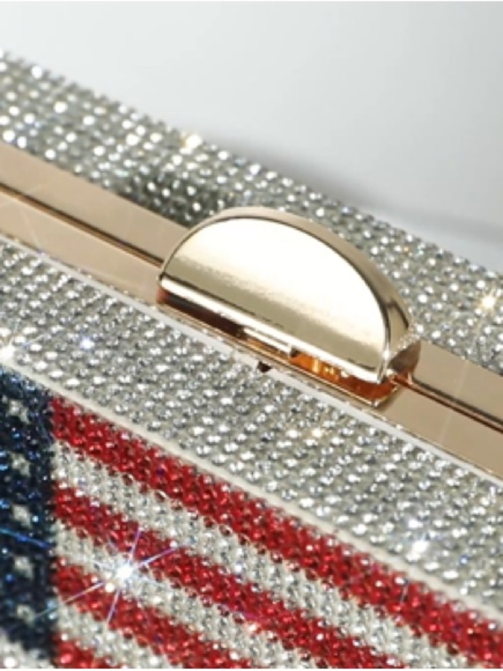 NWT Beautiful Sparkling Bling Swarovski Crystal American Flag Clutch Pur…